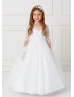 Beaded Lace Tulle Flower Girl Dress With Detachable Train Beaded Lace Tulle Flower Girl Dress With Detachable Train